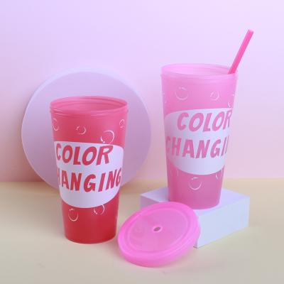 China 24oz Sustainable Plastic With Lids And Straw 5 Cups Summer Coffee Tumblers Reusable Cups for sale