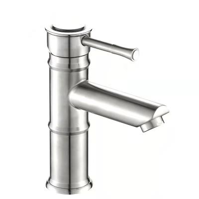 China Stainless Steel Handle Bathroom Sink Faucet Modern Single Basin Faucet for sale