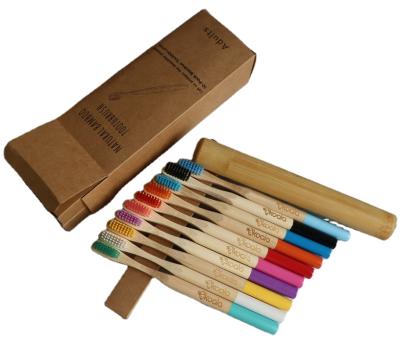 China Eco Friendly 10PCS/Set Recycle Bambu Bamboo Cepillos Toothbrush Wholesale Adults Toothbrush Set Cepillo Bambu Dental for sale