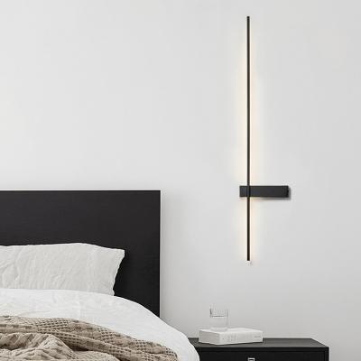 China High-end black lines long modern minimalist copper wall lamp all bedroom living room Nordic wall lamp the head of a bed for sale