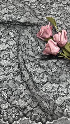 China Gewirkte Spitzenfaser schwarz gestrickte Spitzenfaser Blattspitzen Spitzenbroderie zu verkaufen