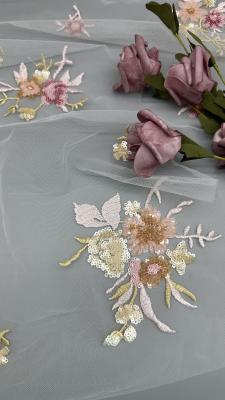 China Tecido 3D Floral Sequin Elegante E Respirável Tecido de rede de renda Tecido de luxo de ocasião de noite à venda
