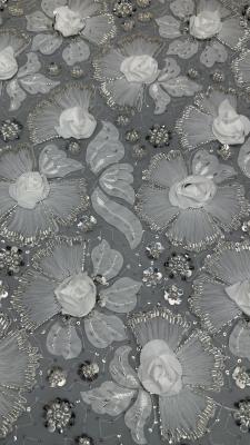 China Beaded Embroiderey Lace Fabric Mesh Sequin Floral Elegant Sequin Lace Fabric Luxury Occasion Fabric for sale