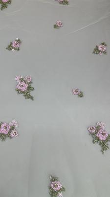 China Beaded Floral Lace Fabric Embroidered Lace Mesh Breathe Fabric Occasion Dressing Birthday Fabric for sale