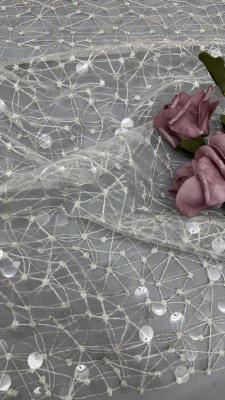 China Sequin Embroidery Fabric Shining Crochet Lace Fabric Evening Occasion Fabric for sale
