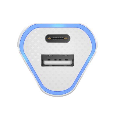 China Mobile Phone Palladium 18W USB Car Charger USB C2 Port Car Charger Fast Fast Charging Adapter For Car Use for sale