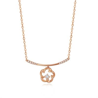 China Good Selling Flower 18k Gold Diamond Necklace Flower 18k Gold Necklace High-Textured Diamond for sale