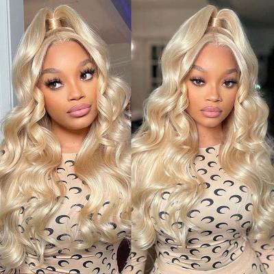 China Body Wave Transparent Lace Frontal Wig Pre Plucked Brazilian Human Hair Wigs Body Wave 613 Blonde Lace Front Wig for sale