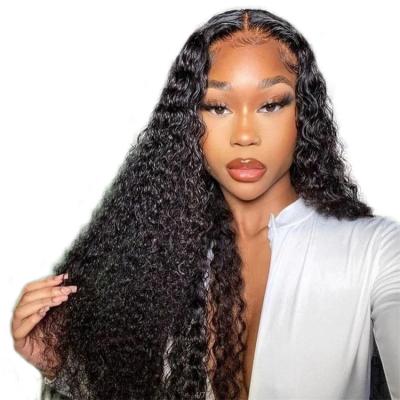 China Deep Wave 4x4 Deep Curly Frontal Wig Transparent Lace Front Wigs Human Hair 180% Brazilian Deep Wave Lace Closure Wigs for Women for sale