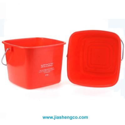 China Sustainable New HDPE 3QT 6QT 8QT Square Plastic Cleaning Pail Bucket with Graduation for sale