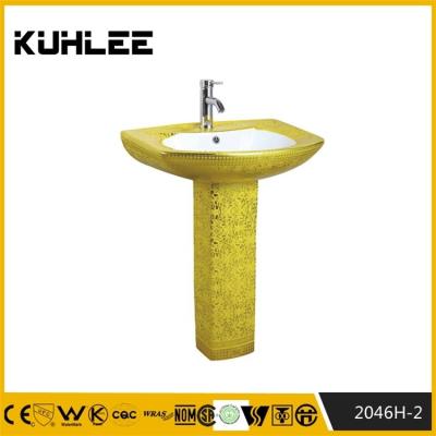 China KL-2046H-2 Colored Hand Wash Basin Ceramic Basin Holder Golden Bathroom for sale