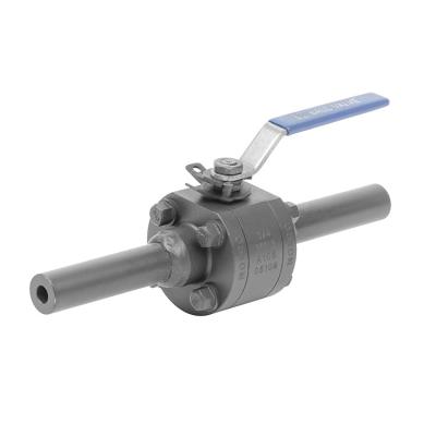 China Floating Through Welding Type Three Piece Carbon Steel Ball Valve With Spout for sale