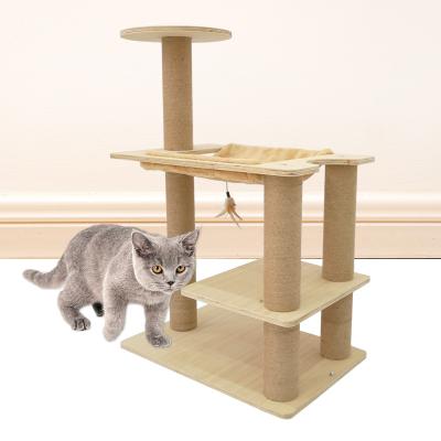 China High Quality Tower Cat Tree House House Wood Cat Sisal Scratching Post Condo Viable PNB Free Samples Manufacturer for sale