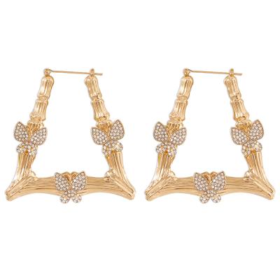 China New Alloy Silver Dangle Triangle S925 Environmentally Friendly Micro Inlaid Butterfly Retro Unusual Needle Earring Women for sale