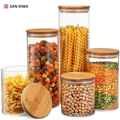China Microwavable Glass Jar with Bamboo Lids Food Storage Containers Urban Green Airtight Canister Set 4 Ounce Spice Jar Storage Glass Bottles for sale