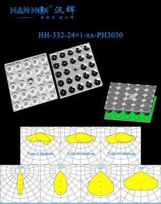 China 24 In 1 3030 LEDs Seven Light Distribution Options Uniform Light Output Easy Installation Excellent Street & Flood Lighting Lens for sale