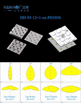 China 50×50mm Square Lens 12×1pcs Multiple Light Distribution Designs Anti-Glare PC Eco-Material Streetlighting and Floodlighting Lenses for sale