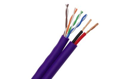 China UTP CAT5E 24 AWG Bare Copper with 2 Core Bare Copper Power IP Camera Cable for sale