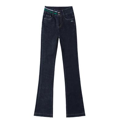 China Sustainable Women BLACK Zipper To Fly Booty Jeans Medium Waisted Denim Bell Bottom Jeans for sale