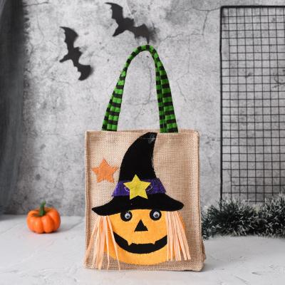 Chine Sac à main en lin à thème Halloween 27g Sac de bonbons pour petits cadeaux 26*15cm à vendre