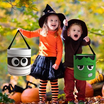 China Sealing Handle Flexiloop Handle Natural Cotton Fabric LED Pumpkin Handbag for Halloween for sale