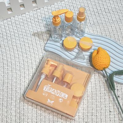 China Voguish Design 7 Pieces Plastic Travel 50ml Bottle Set Used For Personal Care Package for sale