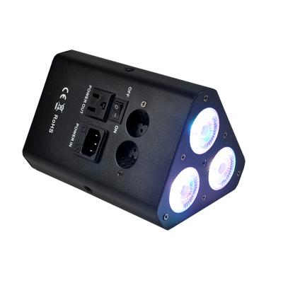 China Easy installation mini dmx wedge uplight stage 3X18W IR rgbwauv 6in1 remote control radio led battery par light for sale