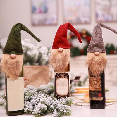 China Faceless Christmas Decoration Gift Baskets Bag Decor Santa Dinner Table Beard Hat Ornament Christmas Doll Wine Bottle Cover Christmas Decoration Supplies for sale