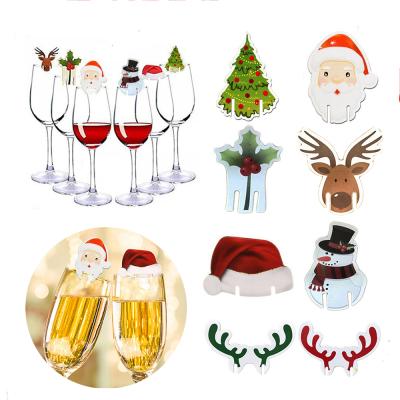 China 10Pcs Merry Christmas Paper Ornament Santa Hat Wine Glass Decor Xmas Cup Card Christmas Decorations For New Year Party Supplies for sale