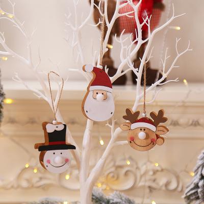 China 2021 Christmas Home Decoration Wood Crafts Gift Christmas Ornaments Wooden Hanging Pendant Led Light Santa Christmas Decorations For Home Tree Decoration for sale