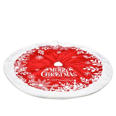 China 2021 122CM Super Soft Red Super Soft Letter Printed Carpet Rug New Year Christmas Tree Base Decoration Christmas Tree Skirt Cloth Fabric 122CM for sale
