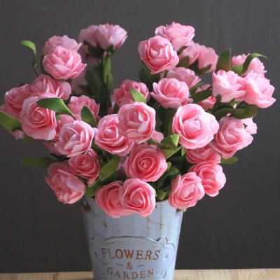 China Home Decoration Artificial Flower Bunches Simulated everlasting rose flower 6 Camellia roses artificial flowers for sale