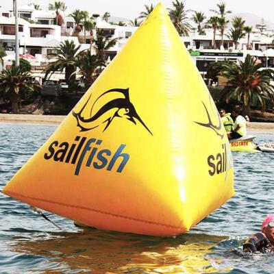 China Outdoor Inflatable Water Games Buoy Custom Logo Size Colors Inflatable Triangle Water Buoy for sale