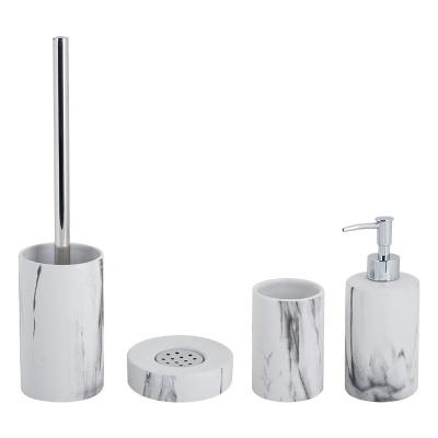 China Viable Ceramic Soap Dish Soap Dish Lotion Pump Ceramic Soap Dish White Marble Look Bathroom Accessories Set Sandstone Bath Countertops White Marble 4pcs Print for sale
