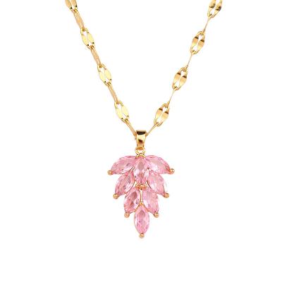 China YUAN XIN CHENG Euramerican Style Grape Multilayer Titanium Crystal Zirconia Tassel Grape Steel Necklace For Women for sale