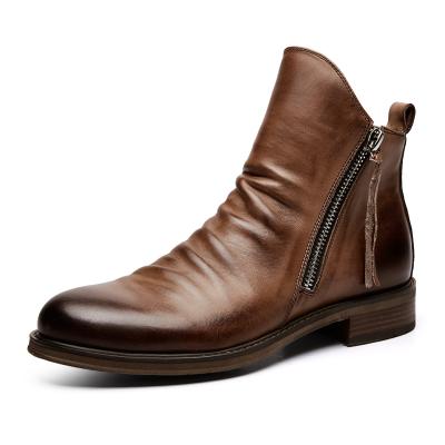 China Anti-odor Ankle Fashion Large Size Men's 14 High Leather Trim Casual Loafers Boots Stylish Shoes for sale