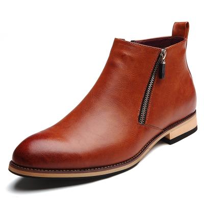China Anti-Smell Slip On Loafers Comfortable Men's Grade Top Closure Leather Boots Zipper Boots for sale
