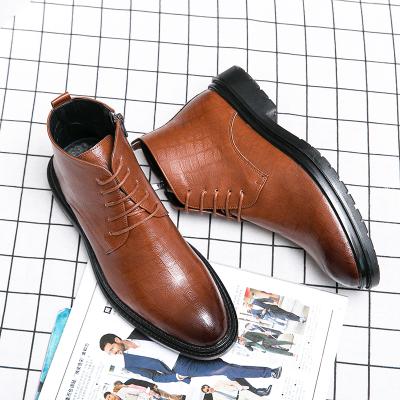 China Anti-Smell Oxford Boots Lace Up Fashion Gentlemen Wear Formal Men Leather Boots for sale