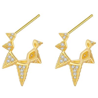 China Vintage Designer Inspired Ins Irregular Hot Selling Stud For Piercing 18K Gold Luxury Fashionable Brass Earrings for sale
