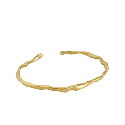 China CLASSIC New Arrivals 925 Sterling Silver Hammer Texture Open Cuff Bracelet For Women for sale