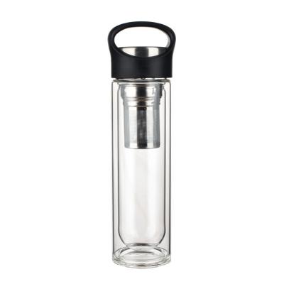 China Wholesale Viable Sports Drinking Water Bottle Glass Water Bottle Bull Head Double Layer Glass Water Bottle for sale