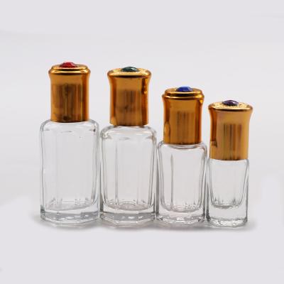 China Wholesale Cosmetic Essence Glass Octagonal Roll On Bottle, 3ml 6ml 9ml 12ml Gemstone Essential Oils Roll On Bottle for sale