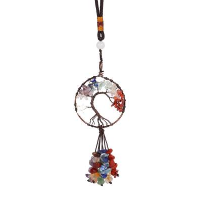 China Tree of Life Healing Natural Stone Crystal Pendants Necklace Reiki Agate Rainbow Tree Chakra Quartz Lapis Amethysts Women Jewelry for sale