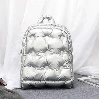 China New PORTABLE Autumn Winter Korean Fashion Space cotton backpack zipper ladies down bag women backpack 2022 for sale