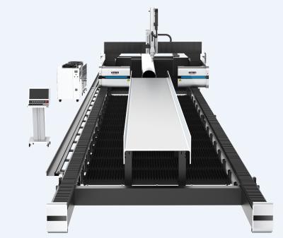 China KHL14025 20KW Gantry H beam Laser cutting machine, with Manual workbench, air compressor for sale