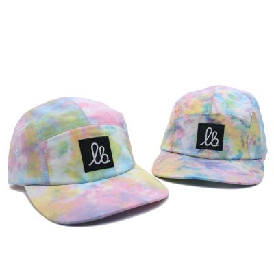 China Custom Unisex 5-Panel Tie-Dye Cotton Camp Sport Running Hat Cap Fast Drying for sale
