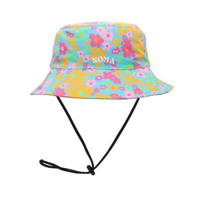China Quick Dry Printed Flower Adjustable Waterproof Summer Beach Nylon Bucket Hat For Adults for sale