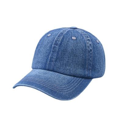 China Eco Distressed Denim de algodão lavado de 6 painéis não estruturado de borda curva à venda