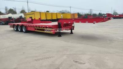 China Semi Lowbed Trailer 60t 3 Axle Low Bed Trailer Pull Containers Aplicável em Áreas de Alturas Restritas Direção Suave à venda