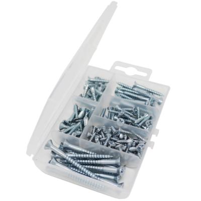 China Interior Flat Wood Phillips Flat Head Zinc Plated Construction Metal Screws Assortment Kit150 Pcs for sale